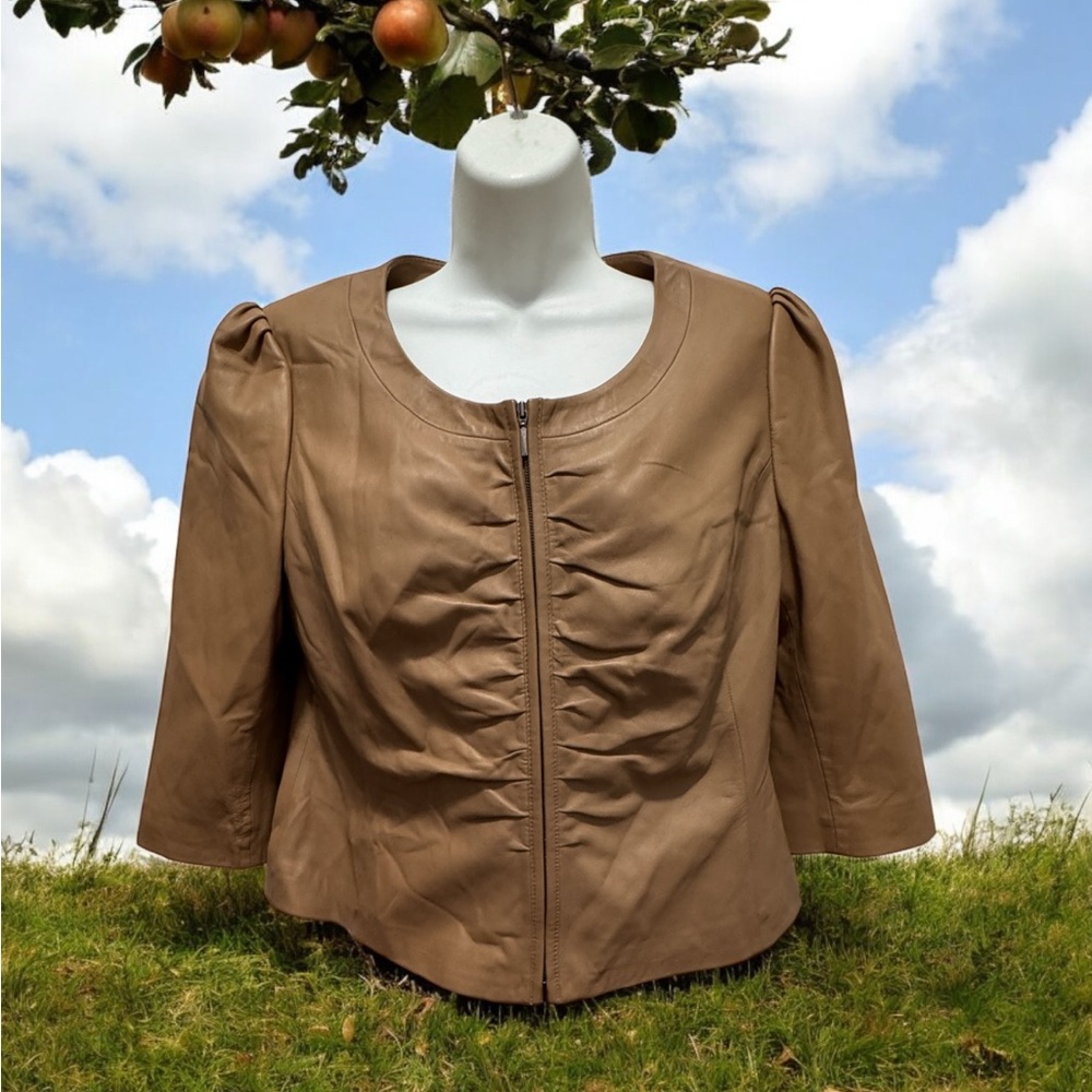 Doncaster Tan Leather Jacket cost size 12 - Picture 4 of 9